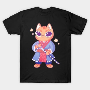 Kawaii samurai cat T-Shirt